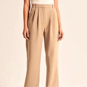 High-Rise Wide-Leg Womens Pants in light tan